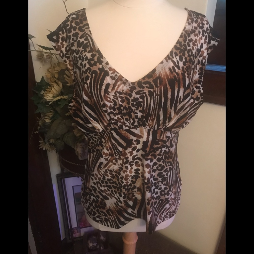 Mixed Animal Print w/Lace back Top